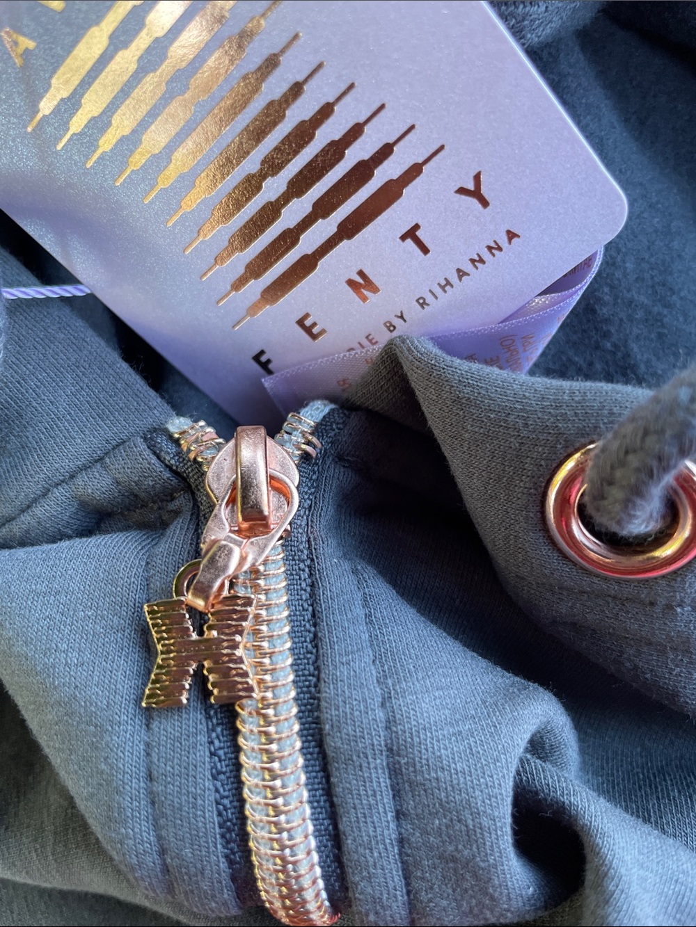 Savage X Fenty Hooded Onesie Jumpsuit Rose Gold and Charcoal Gray Sz XL - Picture 12 of 12
